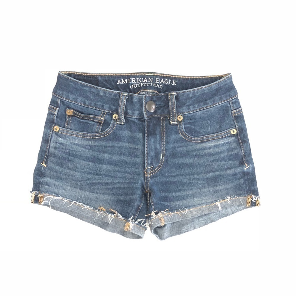 American Eagle Shortie Shorts Frayed Rolled Hem